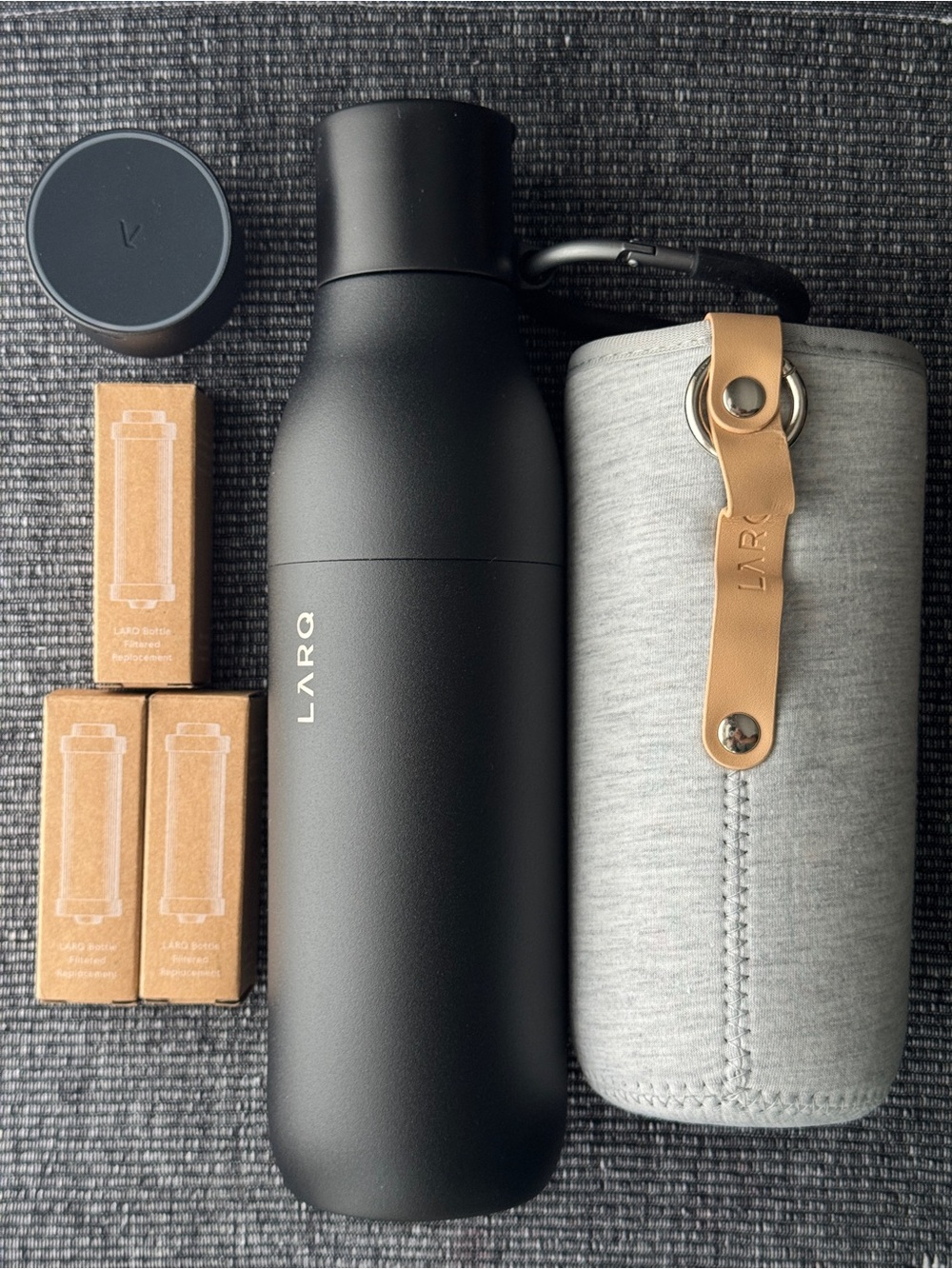 LARQ UV Self-Cleaning Water Bottle Set Obsidian Black 740ml
